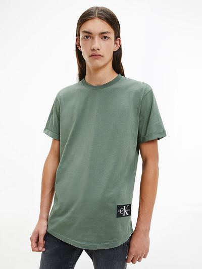 Calvin Klein Ruhák HU392555 | Calvin Klein Organic Cotton Badge Férfi Póló Zöld
